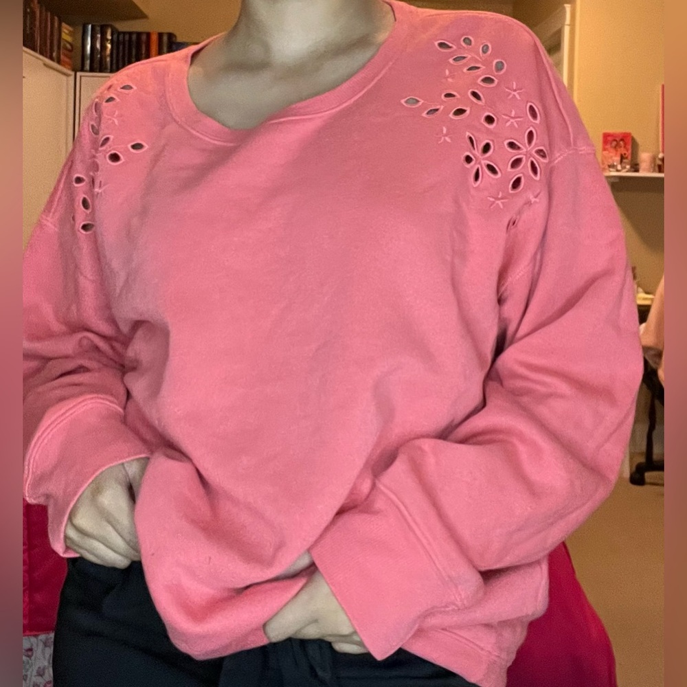 Coral sweater cutouts floral